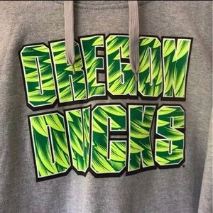 Champs Gray Sweater with Green and Yellow Print